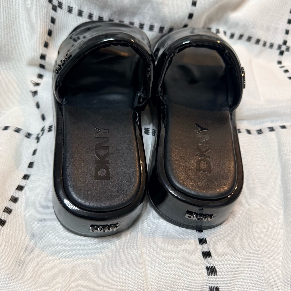 DKNY Glossy Black Women's Sandals - Picture 7 of 8